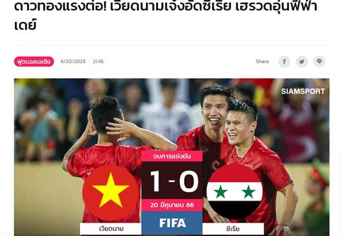 Truyền thông Thái Lan ấn tượng với chiến thắng của ĐT Việt Nam trước Syria 