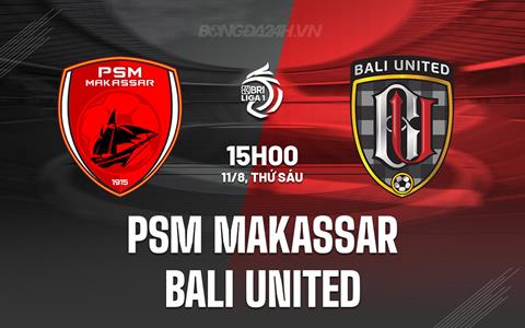 Nhận định Bali United vs PSM Makassar 15h00 ngày 11/08 (VĐQG Indonesia 2023/24)