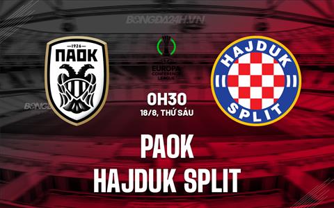 Nhận định PAOK vs Hajduk Split 0h30 ngày 18/8 (Conference League 2023/24)