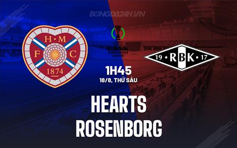 Nhận định bóng đá Hearts vs Rosenborg 1h45 ngày 18/8 (Conference League 2023/24)