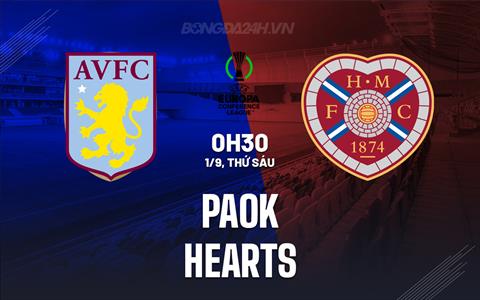 Nhận định - dự đoán PAOK vs Hearts 0h30 ngày 1/9 (Conference League 2023/24)