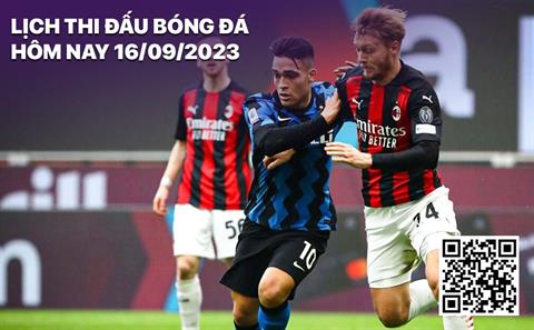 Lịch thi đấu bóng đá hôm nay 16/9: Inter Milan tiếp hàng xóm AC Milan