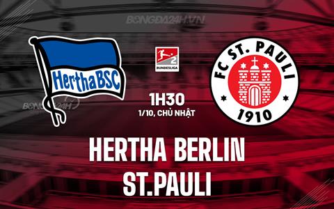 Nhận định Hertha Berlin vs St.Pauli 1h30 ngày 1/10 (Hạng 2 Đức 2023/24)