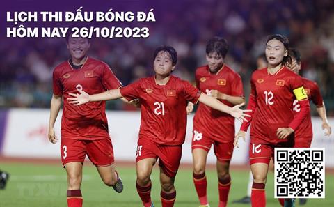 Lịch thi đấu bóng đá hôm nay 26/10: Nữ Việt Nam đối đầu Uzbekistan