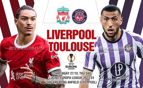 Nhận định Liverpool vs Toulouse (02h00 ngày 27/10): Khó có bất ngờ