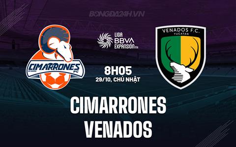 Nhận định bóng đá Cimarrones vs Venados 9h05 ngày 29/10 (Hạng 2 Mexico 2023)