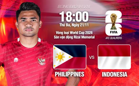Nhận định Philippines vs Indonesia (18h00 ngày 21/11): Khó cho chủ nhà