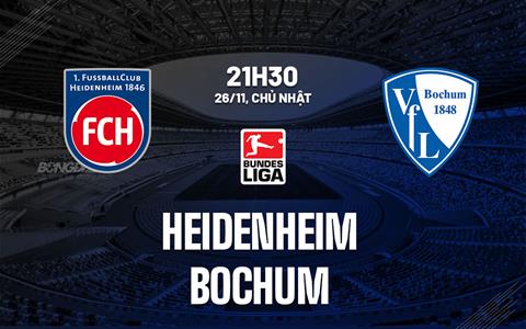 Nhận định bóng đá Heidenheim vs Bochum 21h30 ngày 26/11 (Bundesliga 2023/24)