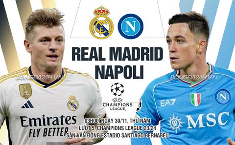 Nhận định Real Madrid vs Napoli (03h00 ngày 30/11): Chờ mưa bàn thắng ở Bernabeu