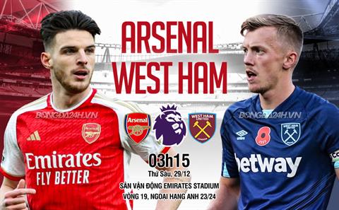 Nhận định Arsenal vs West Ham (03h15 ngày 29/12): Đòi lại ngôi đầu