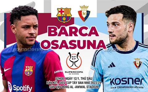 Vượt qua Osasuna, Barca đấu Real Madrid ở El Clasico phiên bản Siêu cúp TBN