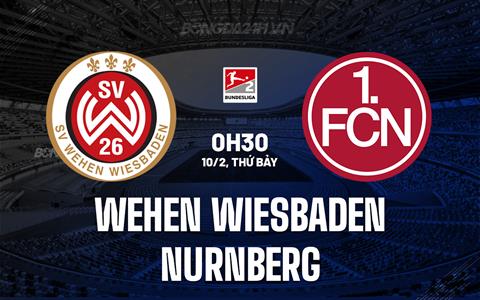 Nhận định Wehen Wiesbaden vs Nurnberg 0h30 ngày 10/2 (Hạng 2 Đức 2023/24)