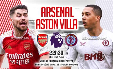 Nhận định Arsenal vs Aston Villa (22h30 ngày 14/04): Chờ Pháo thủ rửa hận