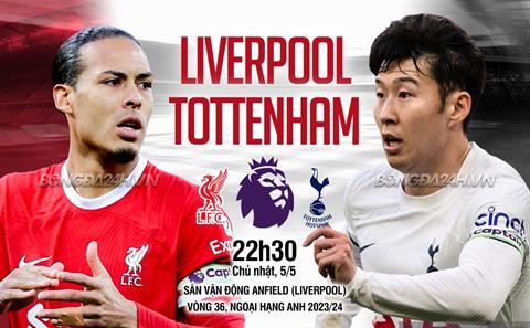 Trực tiếp bóng đá Liverpool vs Tottenham 22h30 ngày 5/5 (Ngoại hạng Anh 2023/24)