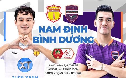 Trực tiếp bóng đá Nam Định vs Bình Dương 18h00 ngày 8/5 (V-League 2023/24)