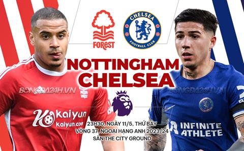 Trực tiếp bóng đá Nottingham vs Chelsea 23h30 ngày 11/5 (Ngoại hạng Anh 2023/24)