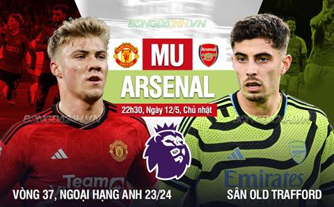 Trực tiếp bóng đá MU vs Arsenal 22h30 ngày 12/5 (Ngoại hạng Anh 2023/24)