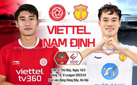 Trực tiếp bóng đá Viettel vs Nam Định 19h15 ngày 18/5 (V-League 2023/24)