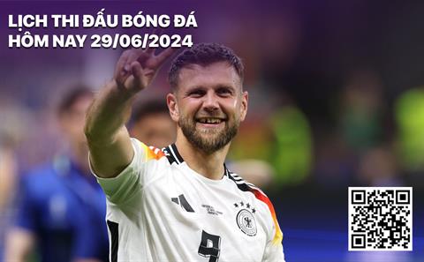 Lịch thi đấu bóng đá hôm nay 29/6: Đức - Đan Mạch; Paraguay - Brazil