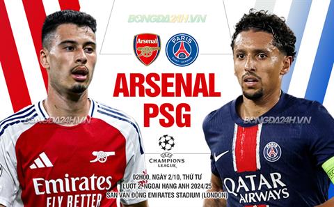 Trực tiếp bóng đá Arsenal vs PSG 2h00 ngày 2/10 (Champions League 2024/25)