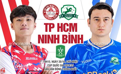 Trực tiếp bóng đá TPHCM vs Ninh Bình 19h15 ngày 20/10 (Cúp QG Việt Nam 2024/25)