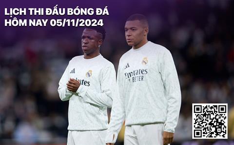 Lịch thi đấu, trực tiếp bóng đá hôm nay 5/11: Real Madrid - AC Milan