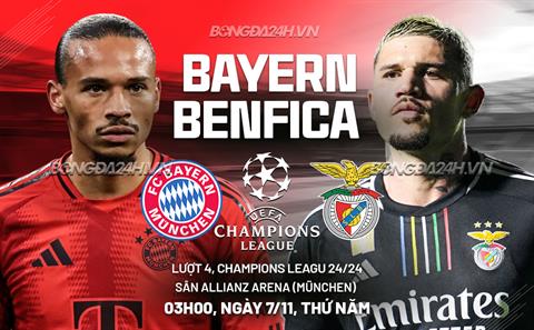 Trực tiếp bóng đá Bayern Munich vs Benfica 3h00 ngày 7/11 (Champions League 2024/25)