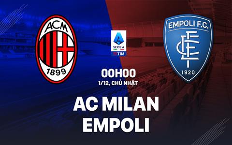 Nhận định AC Milan vs Empoli (00h00 ngày 1/12): Không được sảy chân