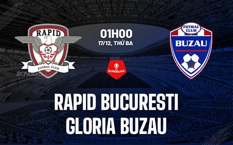 Nhận định Rapid Bucuresti vs Gloria Buzau 1h00 ngày 17/12 (VĐQG Romania 2024/25)