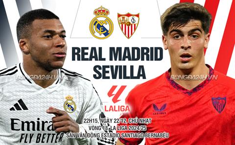 Nhận định Real Madrid vs Sevilla (22h15 ngày 22/12): Santiago Bernabeu mở hội