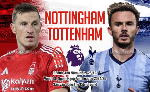 Nhận định Nottingham Forest vs Tottenham (22h00 ngày 26/12): Hội ngộ Nuno Santo