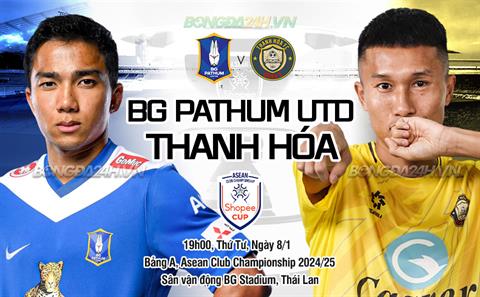 Trực tiếp bóng đá BG Pathum vs Thanh Hóa 19h00 ngày 8/1 (Shopee Cup 2024/25)