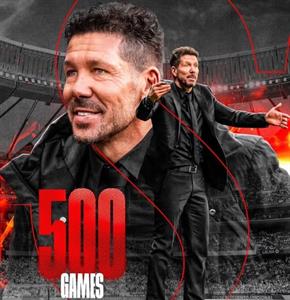 Diego Simeone chinh phục cột mốc 500 trận dẫn dắt Atletico Madrid tại La Liga
