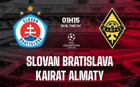 Nhận định Slovan Bratislava vs Kairat Almaty 1h15 ngày 13/8 (Champions League 2025/26)