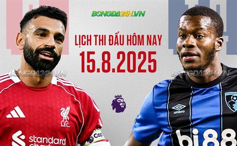 Lịch thi đấu, trực tiếp bóng đá hôm nay 15/8/2025: Liverpool vs Bournemouth