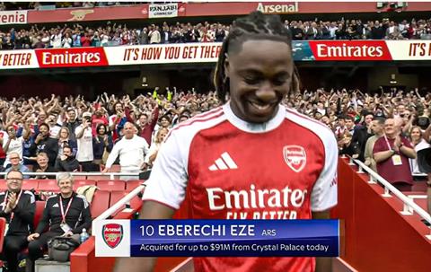 Tân binh Eberechi Eze của Arsenal chính thức ra mắt sân Emirates