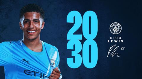 Rico Lewis gia hạn hợp đồng với Man City đến năm 2030