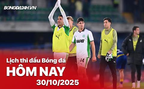 Lịch thi đấu, trực tiếp bóng đá hôm nay 30/10/2025: Cagliari vs Sassuolo