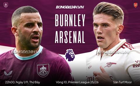 Trực tiếp bóng đá Burnley vs Arsenal 22h00 ngày 1/11 (Ngoại hạng Anh 2025/26)