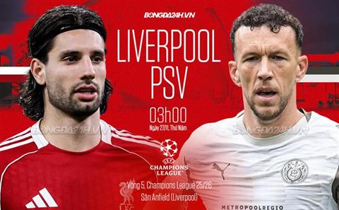 Nhận định Liverpool vs PSV Eindhoven (3h00 ngày 27/11): Anfield mở hội
