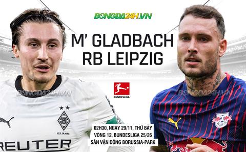 Nhận định Monchengladbach vs Leipzig (02h30 ngày 29/11): Bò tót vượt khó