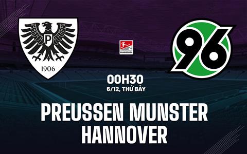 Nhận định Preussen Munster vs Hannover 0h30 ngày 6/12 (Hạng 2 Đức 2025/26)