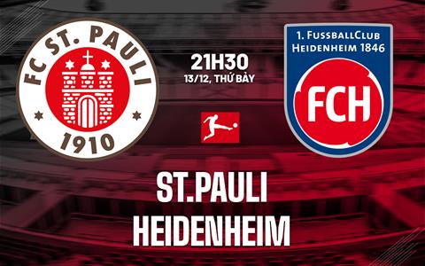 Nhận định bóng đá St.Pauli vs Heidenheim 21h30 ngày 13/12 (Bundesliga 2025/26)