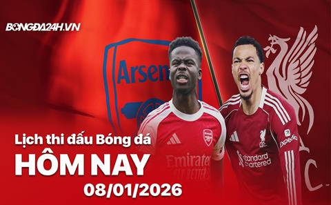 Lịch thi đấu, trực tiếp bóng đá hôm nay 08/01/2026: Arsenal vs Liverpool