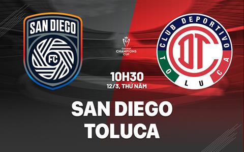 Nhận định San Diego vs Deportivo Toluca 10h30 ngày 12/3 (Concacaf Champions Cup 2026)