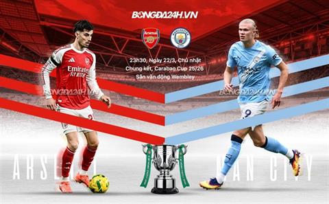 Trực tiếp bóng đá Arsenal vs Man City 23h30 ngày 22/3 (Chung kết Cúp Liên đoàn Anh 2025/26)