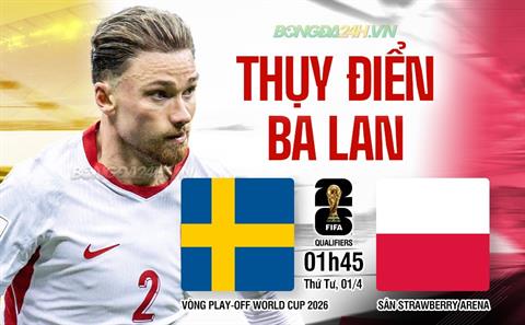 Nhận định Thụy Điển vs Ba Lan 01h45 ngày 1/4 (Vòng loại World Cup 2026)