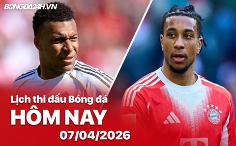 Lịch thi đấu, trực tiếp bóng đá hôm nay 07/04/2026: Real Madrid vs Bayern Munich