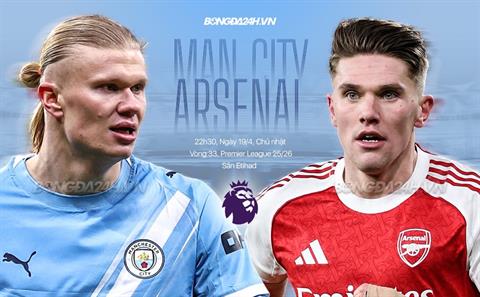 Trực tiếp bóng đá Man City vs Arsenal 22h30 ngày 19/4 (Ngoại hạng Anh 2025/26)
