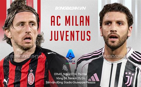 Nhận định AC Milan vs Juventus (1h45 ngày 27/4): Căng như dây đàn